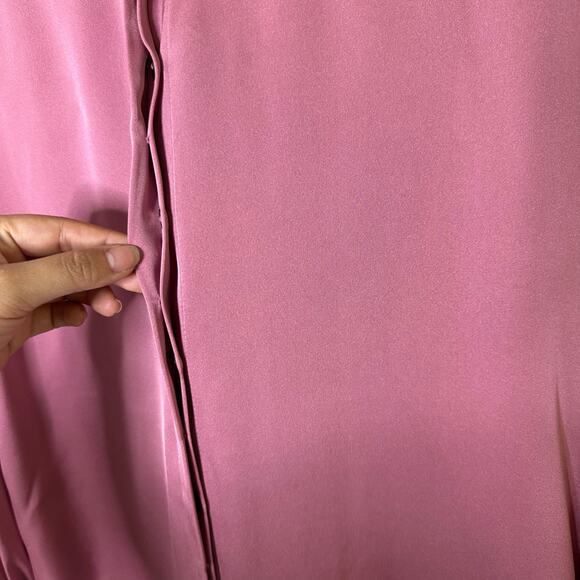 Kobi Halperin Mauve Size M Silk Collared Blouse Ruched Cuff Career Work Wear - Picture 8 of 10